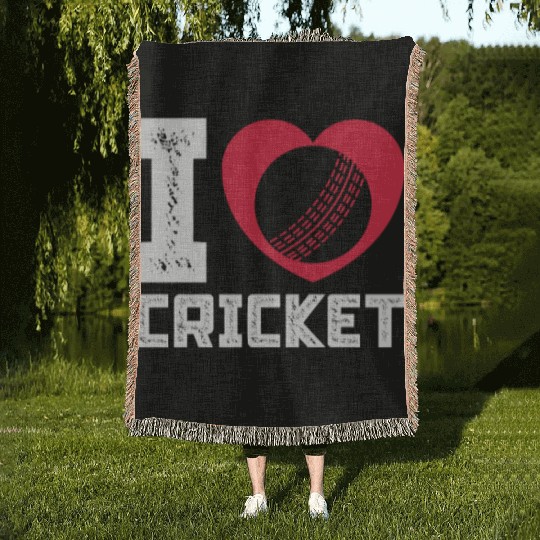 I Love Heart Cricket Woven Blankets