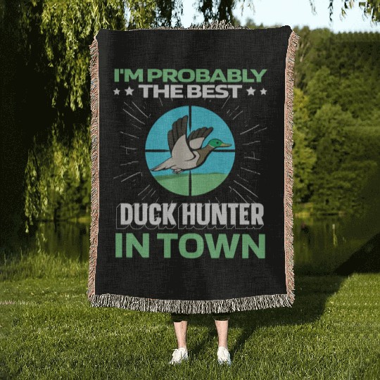 Duck Hunting Funny Woven Blankets