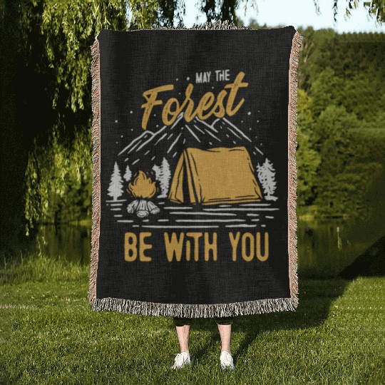 May The Forest Be With You Woven Blankets