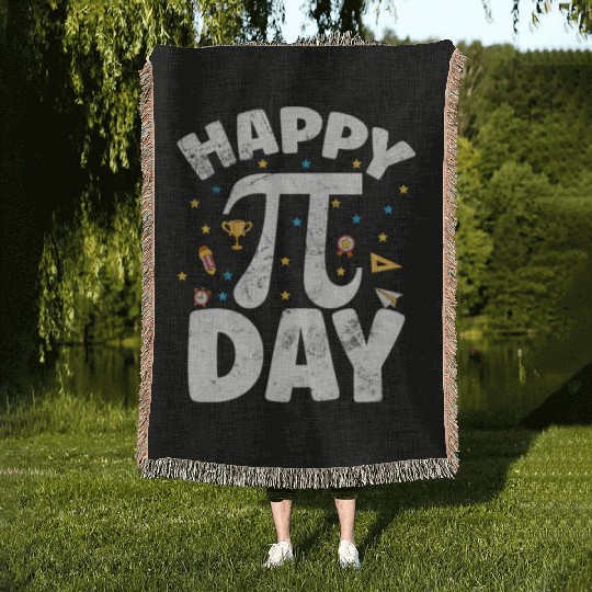 Happy Pi Day Kids Math Teachers Student Professor Woven Blankets