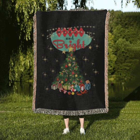 Merry and Bright Retro Christmas Woven Blankets