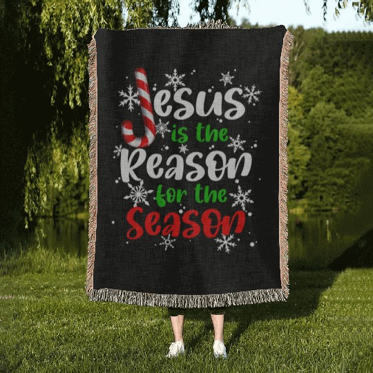 Jesus is The Reason for the Season Candy Christian Woven Blankets