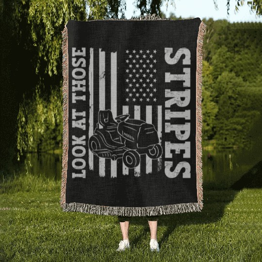 Look At Those Stripes - Lawn Mowing Funny Dad Lawn Woven Blankets