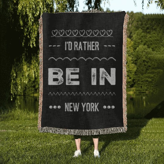 I'd rather be in New York City taxi Broadway Wall Woven Blankets