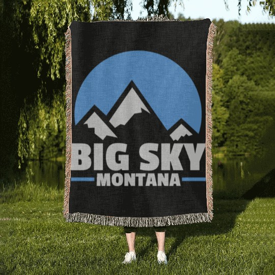 Big Sky Montana Snowboarding Woven Blankets