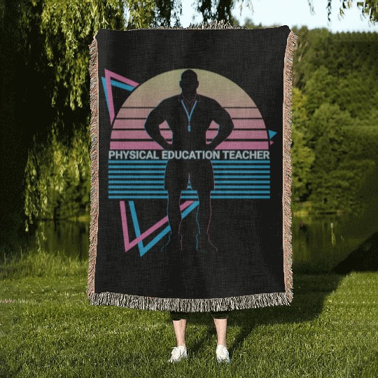 Physical Education Teacher PE Teacher Retro Woven Blankets