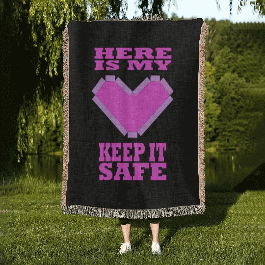 Here Is My Heart, Keep It Safe - Valentine's Day Woven Blankets