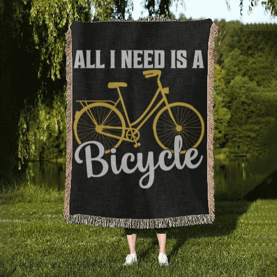 All I Need Is A Bicycle Cycling Biking Woven Blankets