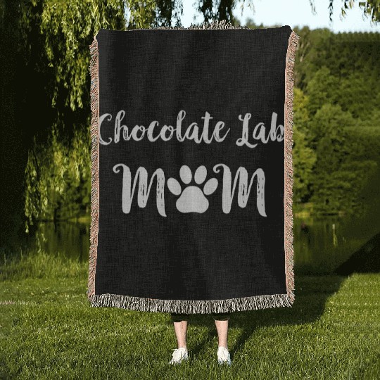Chocolate Lab Mom Dog Lover Woven Blankets