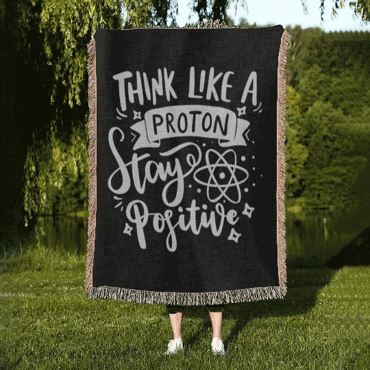 Proton Positive Nerd Geek Teacher Student Gifts Woven Blankets