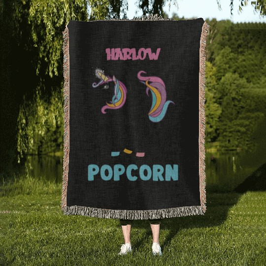 Harlow And Popcorn Merch Popcorn The Pony Woven Blankets