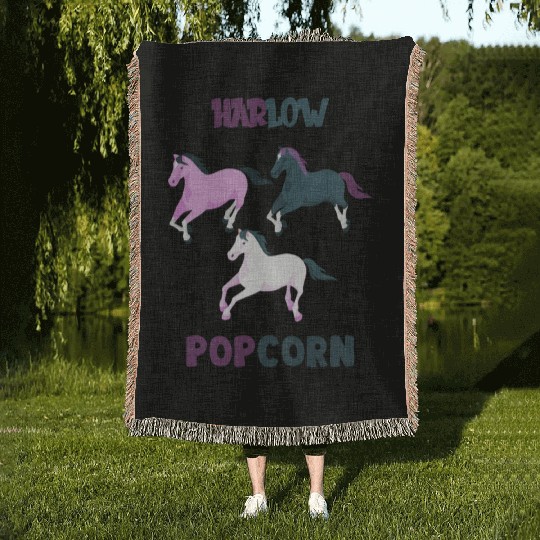 Harlow And Popcorn Merch Popcorn The Pony Woven Blankets