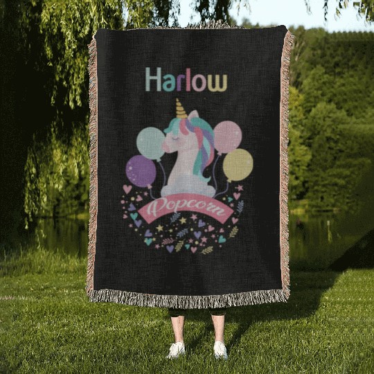 Harlow And Popcorn Merch Popcorn The Pony Woven Blankets