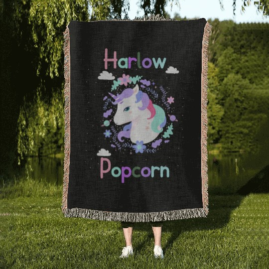 Harlow And Popcorn Merch Popcorn The Pony Woven Blankets
