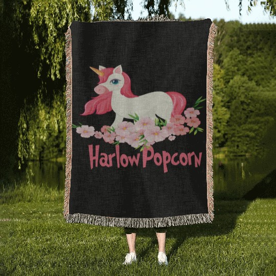 Harlow And Popcorn Merch Popcorn The Pony Woven Blankets