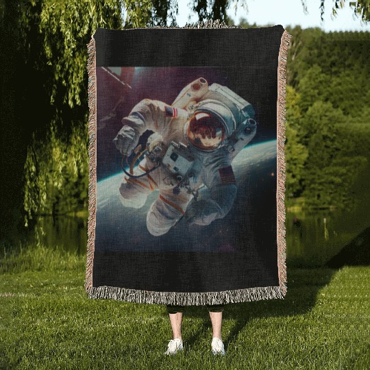 Astronaut Cosmonaut Sci-Fi character Woven Blankets
