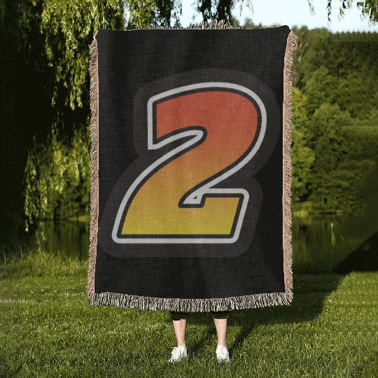 Number Two 2 Gradient Yellow Orange 3 Stroke Woven Blankets