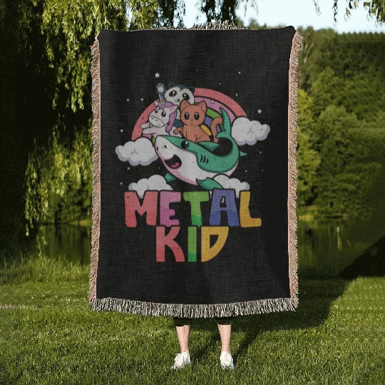 Shark Unicorn Panda Cat Love Music Rock Metal Kid Woven Blankets