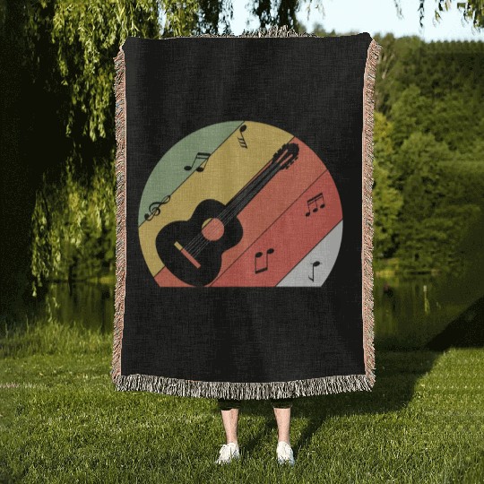 Acoustic Guitar Player Guitarist Dad Fathers day Woven Blankets