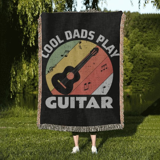 Acoustic Guitar Player Guitarist Dad Fathers day Woven Blankets