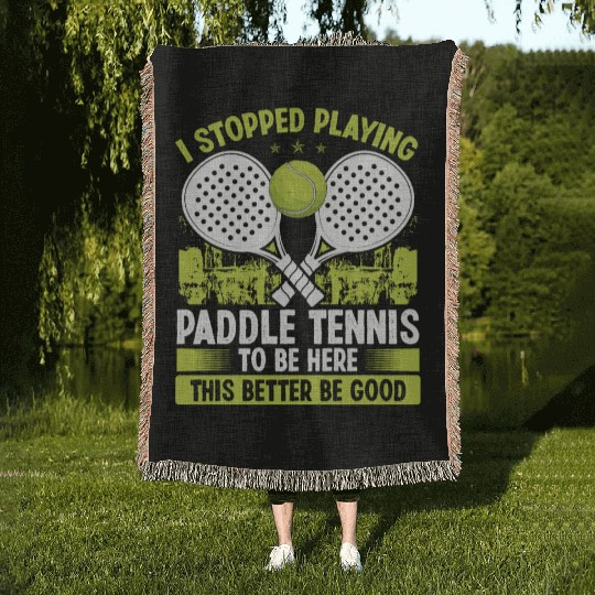 Paddle Tennis Player Match Stopped Playing Balls Woven Blankets