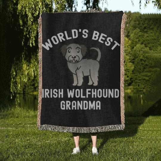 World's Best Irish Wolfhound Grandma Woven Blankets