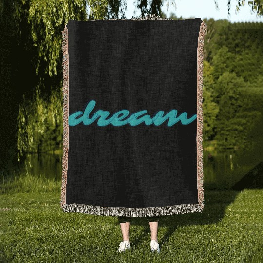 Black And Blue Dream Typography Woven Blankets