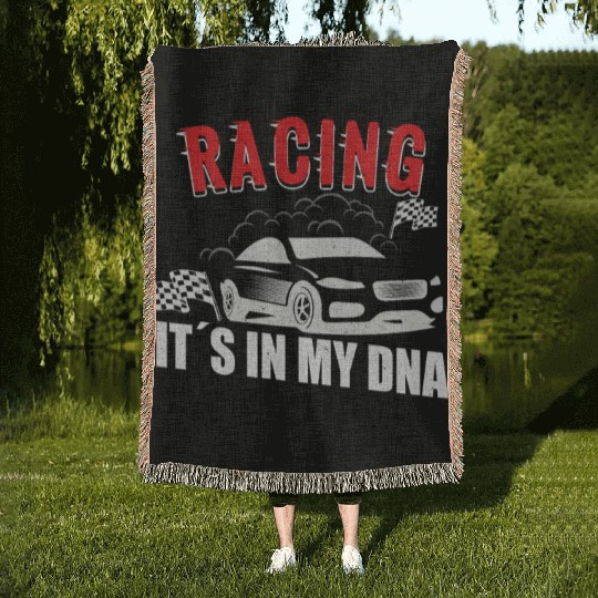 Race Car Dirt Track Racing Funny Racer Race Car Woven Blankets