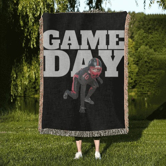 Game Day , Football Woven Blankets Sunday Funday Woven Blankets