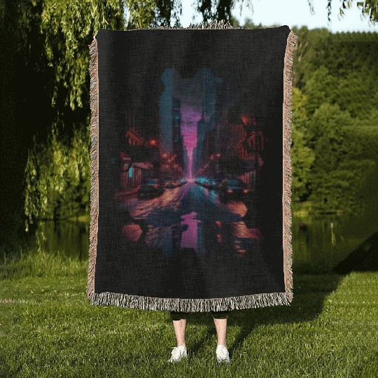 New York Vaporwave Aesthetic Retro Style Love NY Woven Blankets