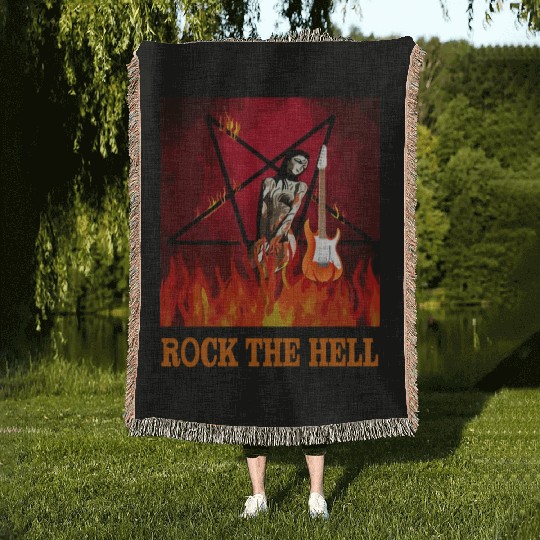 ROCK THE HELL Woven Blankets