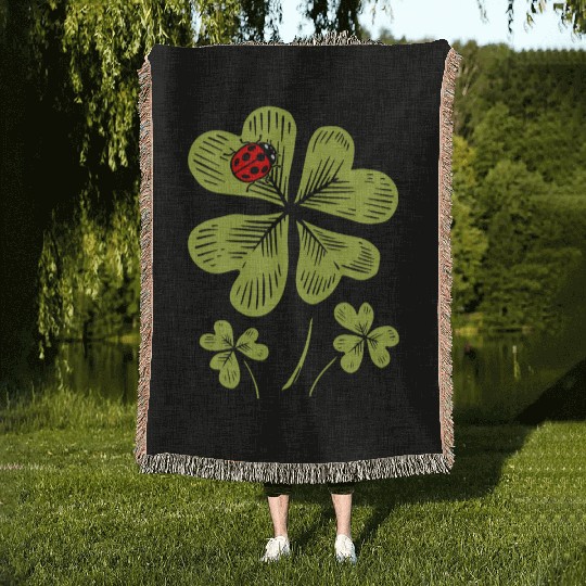 Ladybug St. Patricks Day Bug Catcher Entomologist Woven Blankets