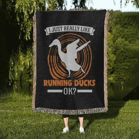 I Just Really Like Running Ducks, Ok Duck Woven Blankets