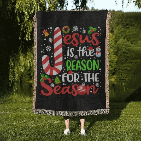 Jesus Is The Reason For The Season Christmas Woven Blankets