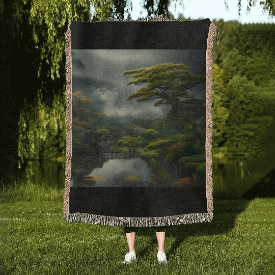 Wild Japanese nature Woven Blankets