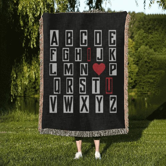 ABC Alphabet I Love You English Teacher Valentine Woven Blankets