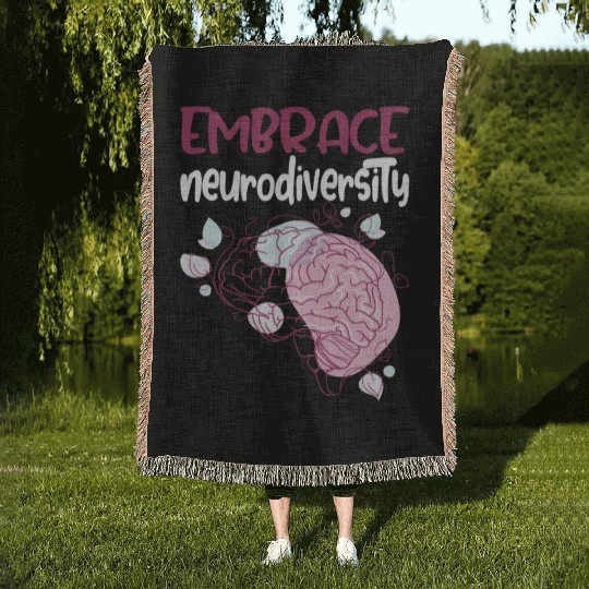 embrace neurodiversity - Embrace ADHD Autism ASD. Woven Blankets