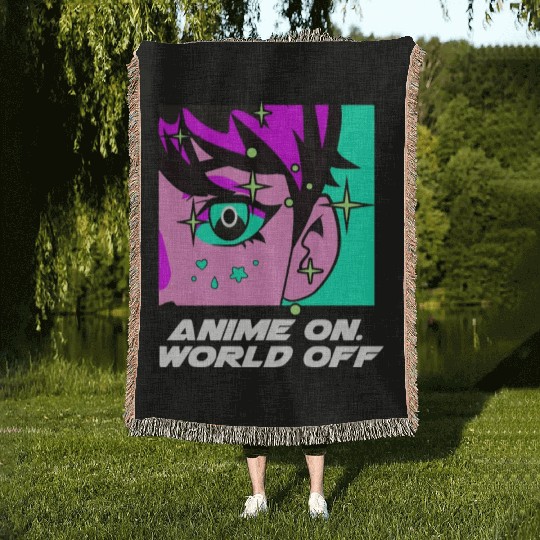 Anime On World Off Funny Japanese Humor Japan Anim Woven Blankets