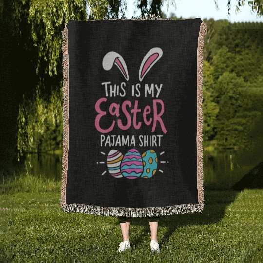 This Is My Easter Pajama Sunday Egg Hunt Holiday Woven Blankets