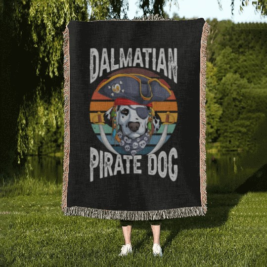 Dalmatian Pirate Dog Woven Blankets