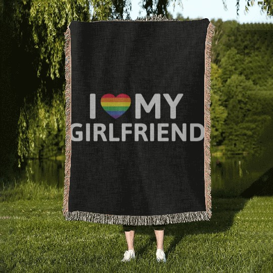 I Love My Girlfriend Woven Blankets