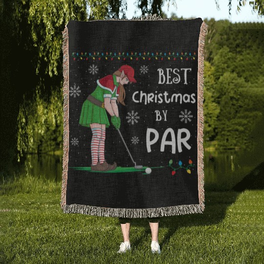 Golf Elf Pun Golfer Christmas Golfing Woven Blankets