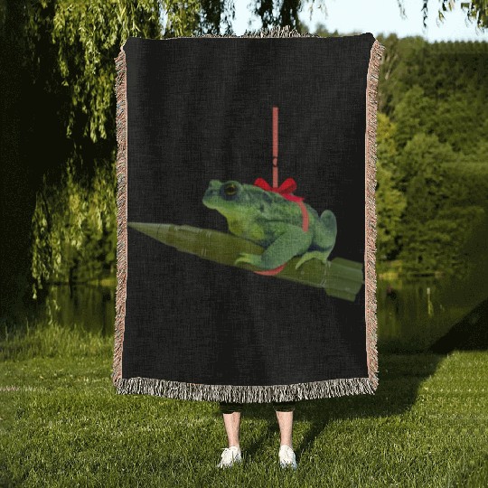 Meet me under the missile toad – mistletoe pun Woven Blankets
