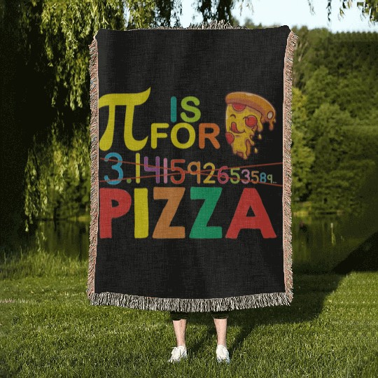 Vintage Pi Is For Pizza Pizza Pi Day Woven Blankets