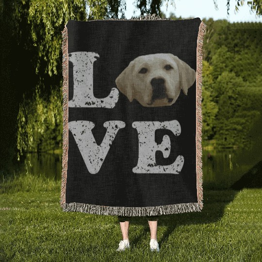 I Love My Yellow Lab Labrador Retriever Dog Woven Blankets