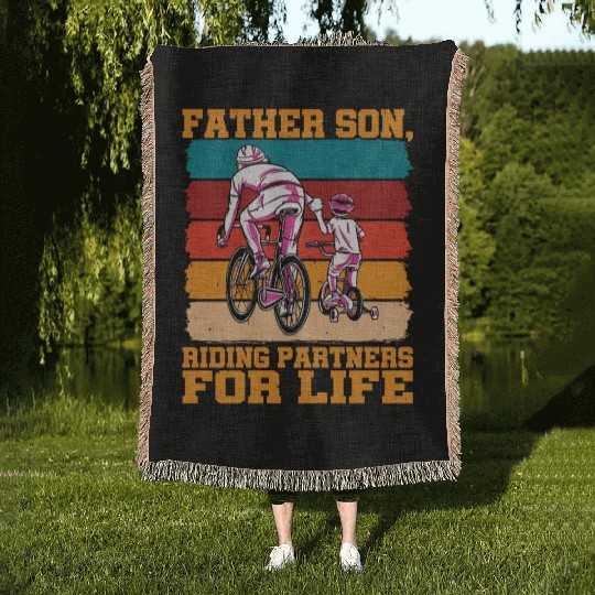 Father Son, Riding Partners For Life Woven Blankets