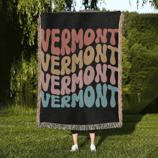 Retro Vermont Use State Woven Blankets
