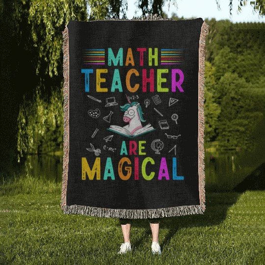 Math Teacher Unicorn Woven Blankets