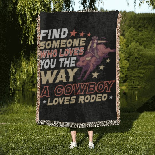 Rodeo Bull Riding Livestock Show Farmer Cattle Woven Blankets