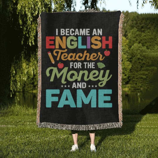 I Became An English Teacher Grammar Language Woven Blankets